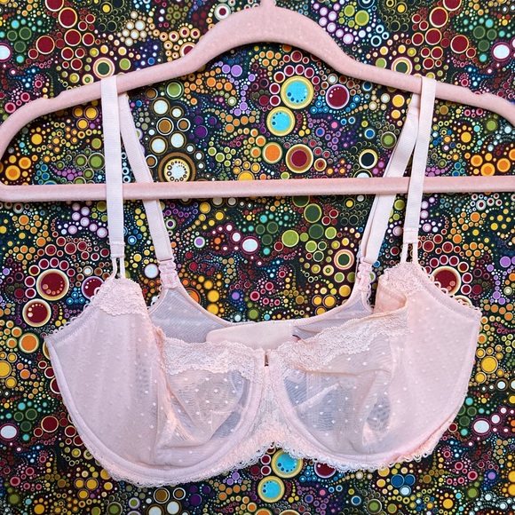 -Dobreva lace balconette bra unlined sheer push up bra 36E light pink pastel - Picture 3 of 16